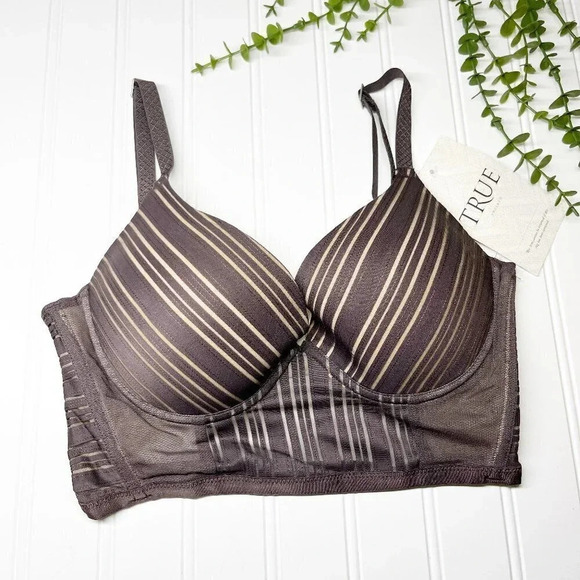 True&Co Charcoal She Walks in Beauty + Light Bra Women's Size 32D New With Tags - Picture 1 of 8